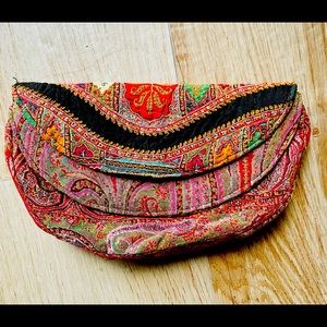 Red Vintage Handmade Crescent Clutch
